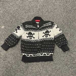 Little 77 American Eagle Outfitters baby zippered cardigan sweater Skull 12-18M